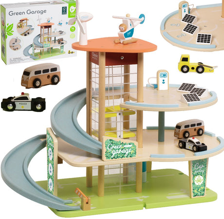 Garage durable en bois du monde classique avec accessoires, 19 pcs.