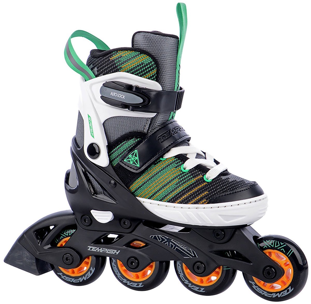 Patins à roues alignées Tempish System - patins à roues alignées - réglables - noir vert orange - taille 33-36
