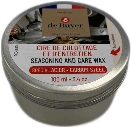 Cire d'entretien Debuyer de Buyer pour casseroles en acier - 100 ml - Protection et entretien naturels - Fabriquée en France
