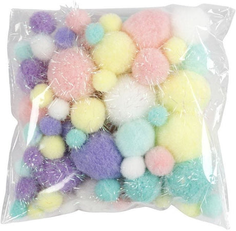 Entreprise créative https: www.ccobby.nl pompoms-d-15-40-mm-glitter-ca-75-piece-pastelcolours-62-gr-1-doos