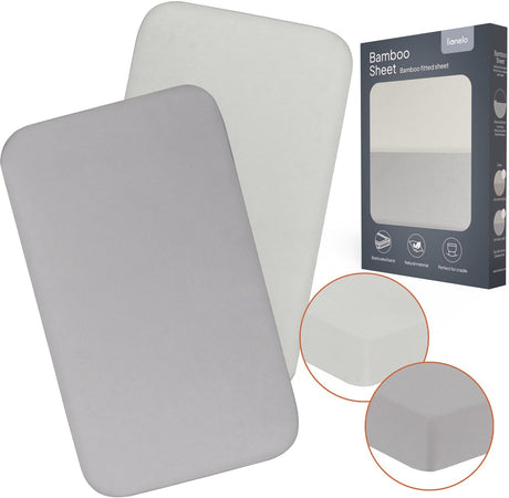 Lionelo bambou lot de 2 draps housse 80×42 cm pour berceau cododo – coupe universelle, viscose de bambou naturelle, doux et respirant, élastique adapté aux matelas jusqu'à 10 cm, lavable à 30°c