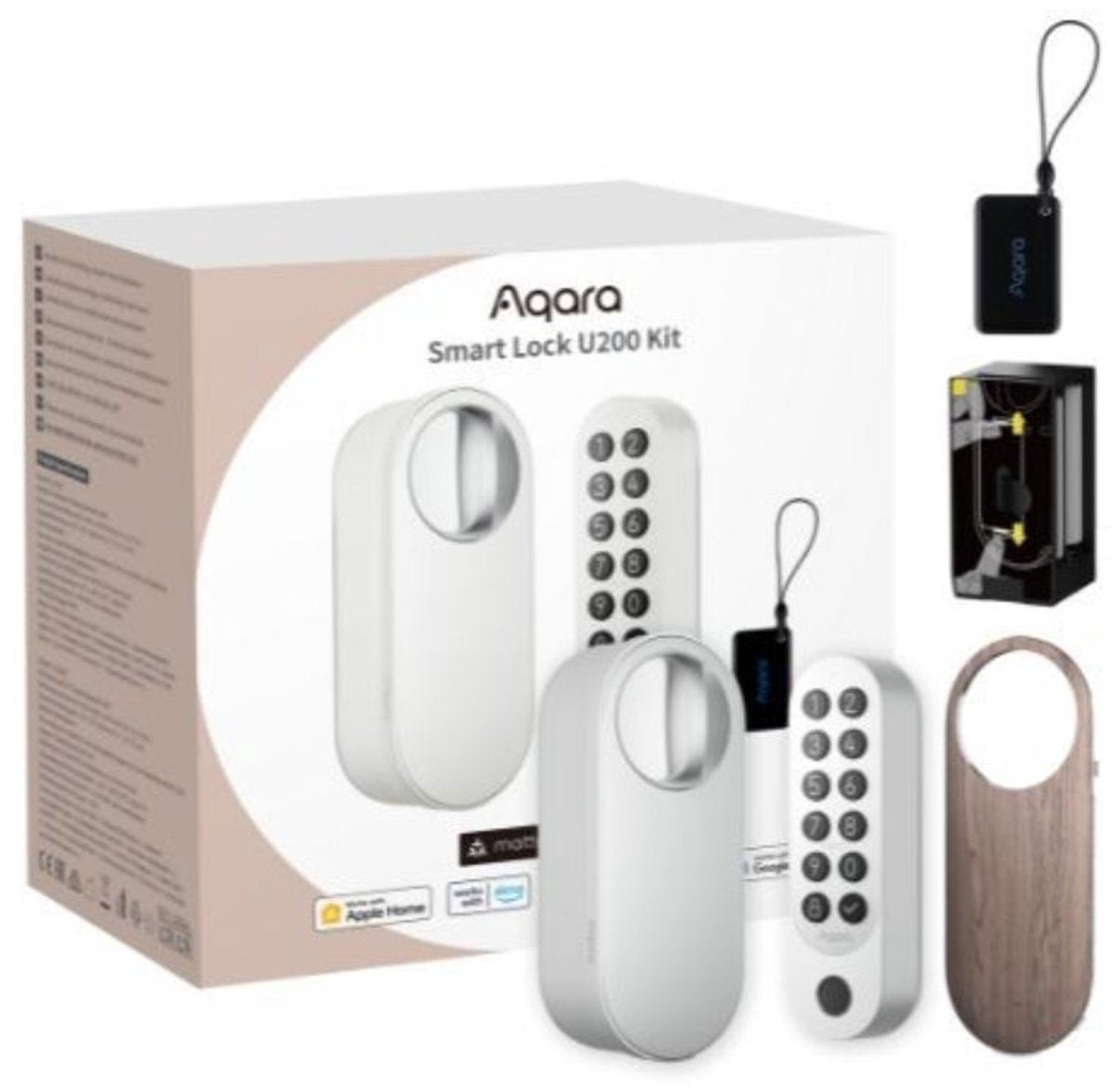 Kit Aqara smart lock u200 - blanc - serrure de porte intelligente - code PIN d'empreinte digitale - clé d'accueil Apple - question Bluetooth