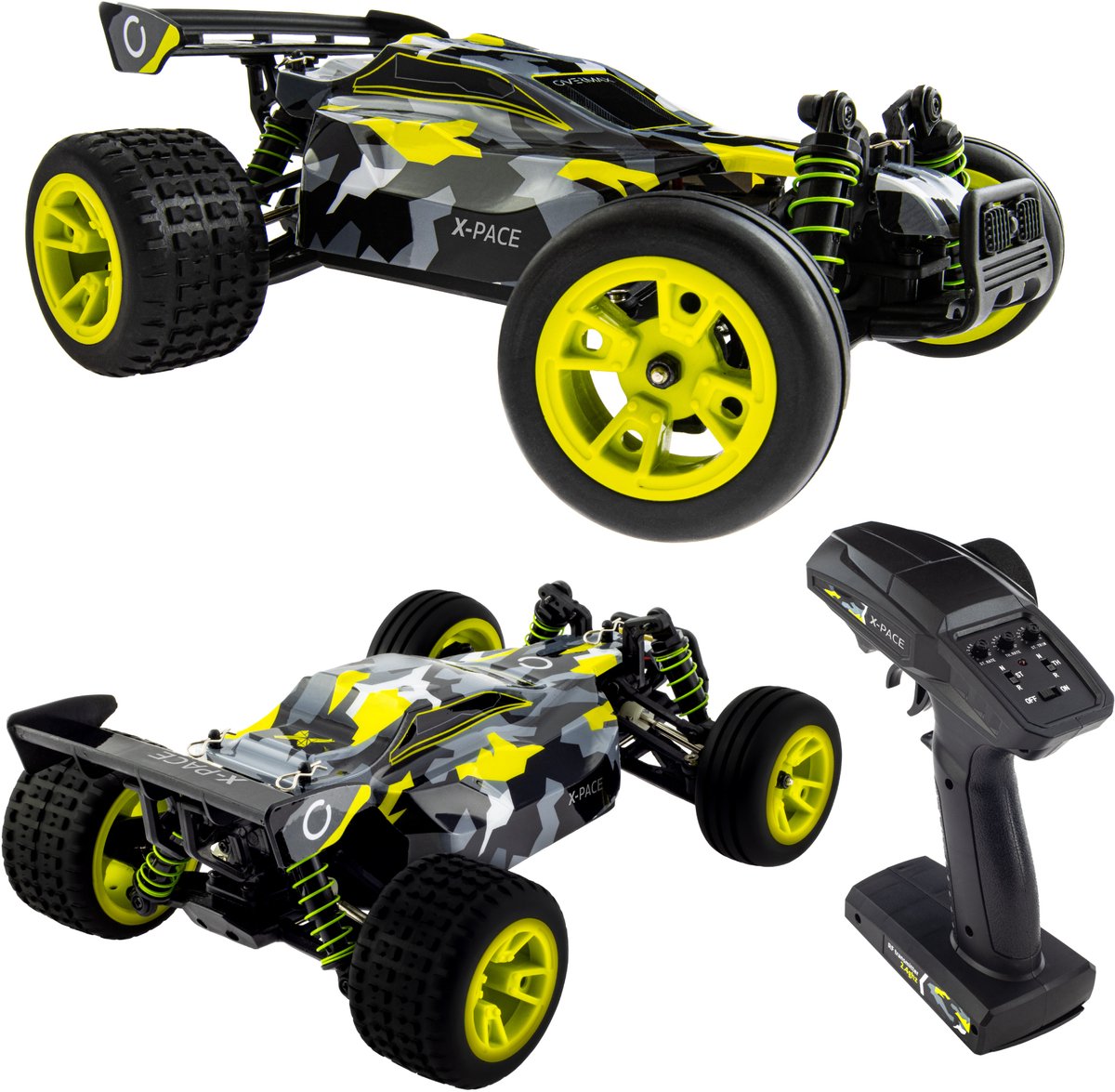 Overmax x-pace - voiture contrôlable - 2 batteries - 30 km h - 4x4 - 1:18 - portée 100m - suspension indépendante - LED - voiture rc tout-terrain adultes enfants - voiture télécommandée pour l'extérieur