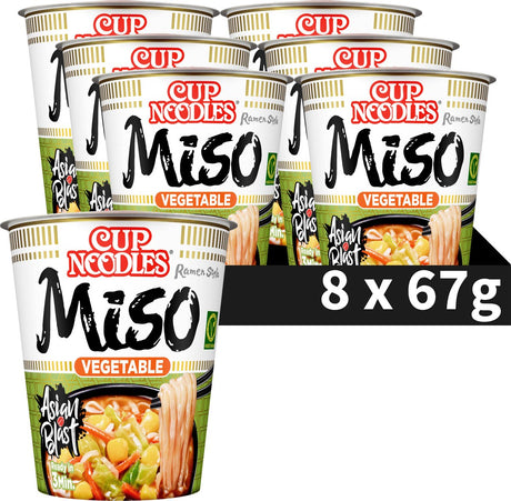 Nouilles Nissin Cup - nouilles miso végétariennes - nouilles instantanées - végétariennes - 8 pièces
