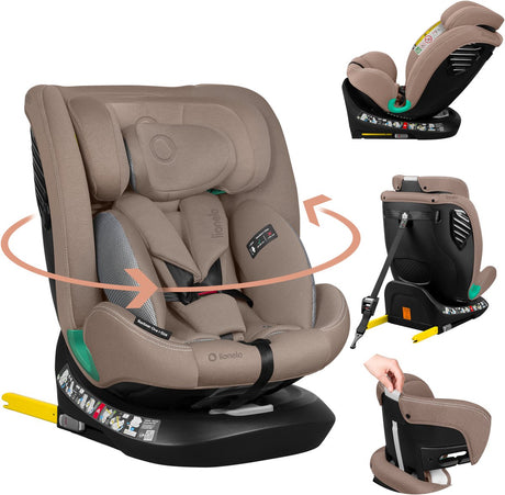 Siège auto Lionelo Bastiaan One i‑size – attache supérieure ISOFIX 4 en 1 – vers l'arrière – base pivotante à 360° – appui-tête réglable en mousse à mémoire de forme – 40–150 cm – utilisation longue durée haut niveau de sécurité