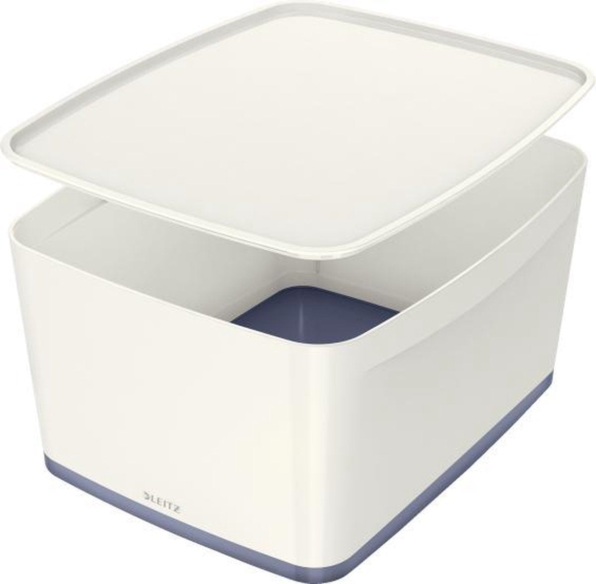 Boîte de rangement Leitz mybox avec couvercle - plateau de tri de rangement pour bureau à domicile - gris blanc - 1 pièce