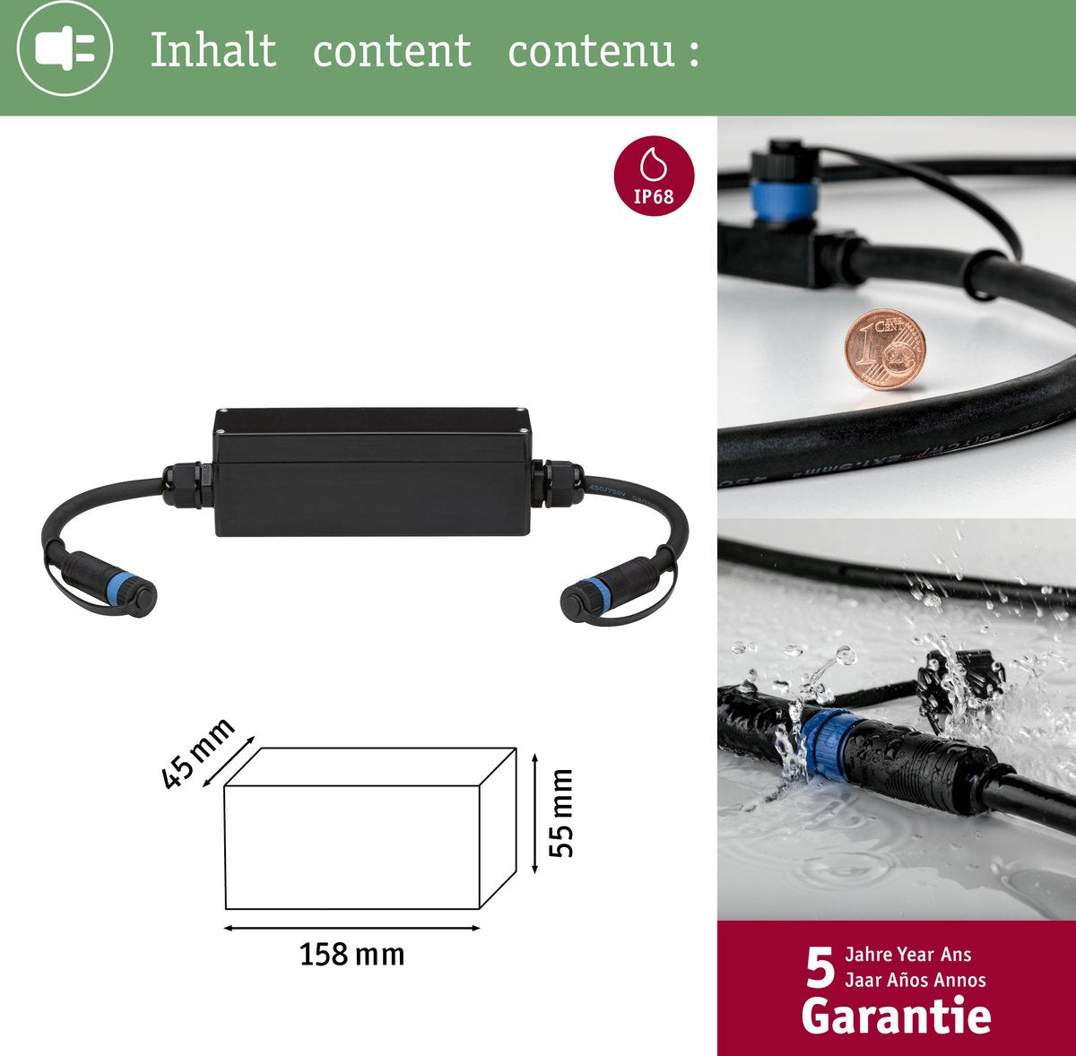Boîtier de connexion Paulmann plug Shine pour variateur compact Loxone IP68 max. 150w blanc