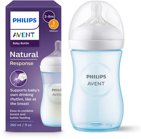Biberon Philips Avent Natural Response - 260 ml - débit 3 - bleu - 1 biberon - scy903 21