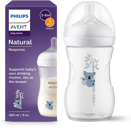 Biberon Philips Avent Natural Response – 260 ml – débit 3 – koala – 1 biberon - scy903 67