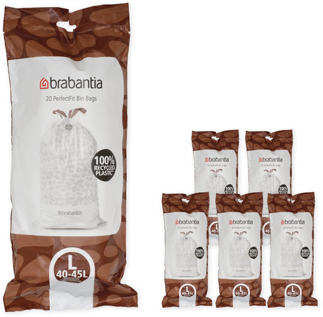 Sacs poubelle Brabantia perfectfit - 40 45 l - code l - 6 rouleaux x 20 pièces