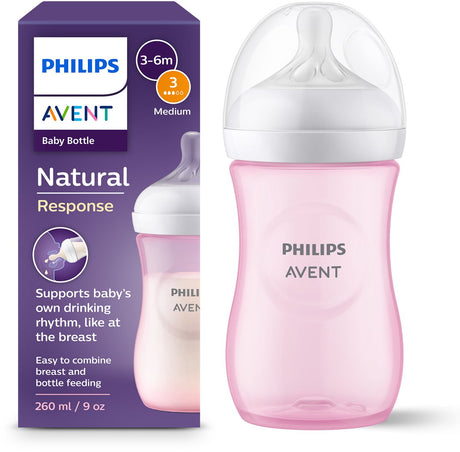 Biberon Philips avent natural réponse 260 ml – débit 3 – rose-1 biberon - scy903 11