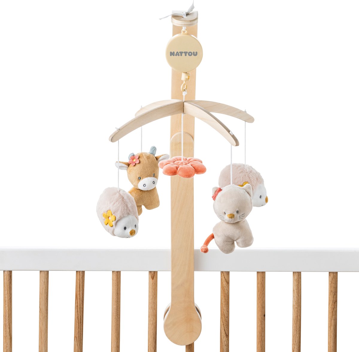 Nattou mila, lana en zoe - muziekmobiel - mobiel - one size - zand beige