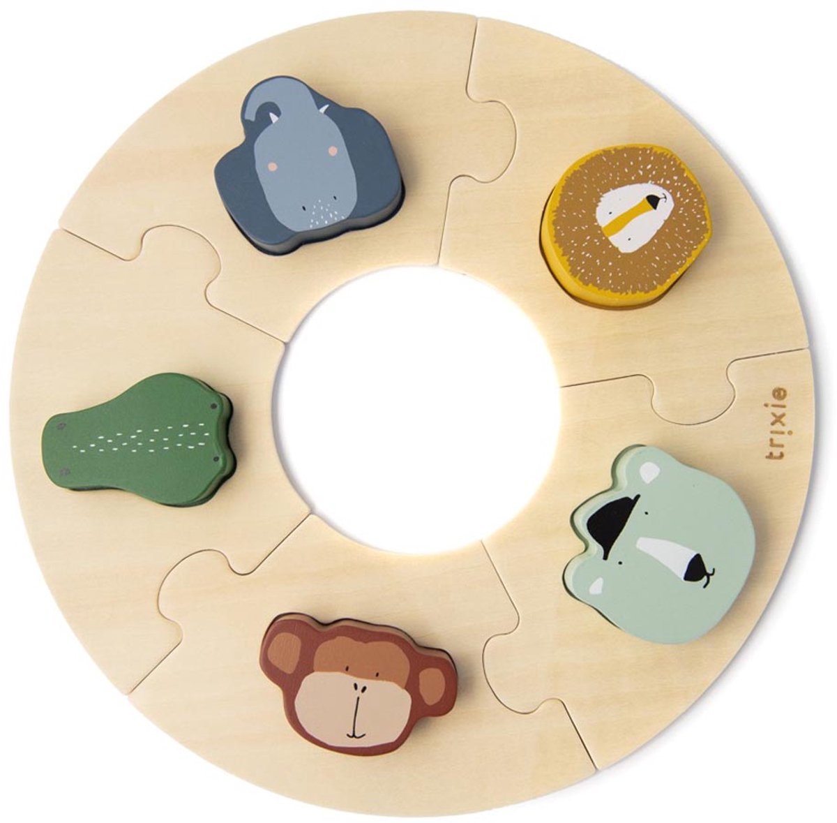 Trixie puzzle rond en bois animaux, 10 pcs.