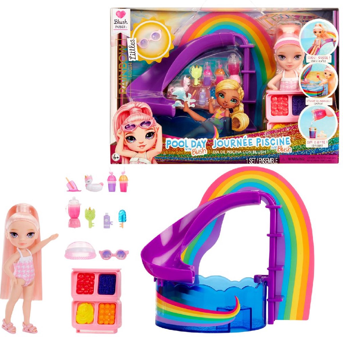 Mga Entertainment Rainbow High Pop Petite journée de piscine avec ensemble de jeu Blush