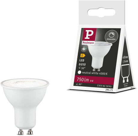 Spot LED standard Paulmann gu10 - 230v - dimmable - 750 lm - 8w - blanc neutre 4000k - blanc mat