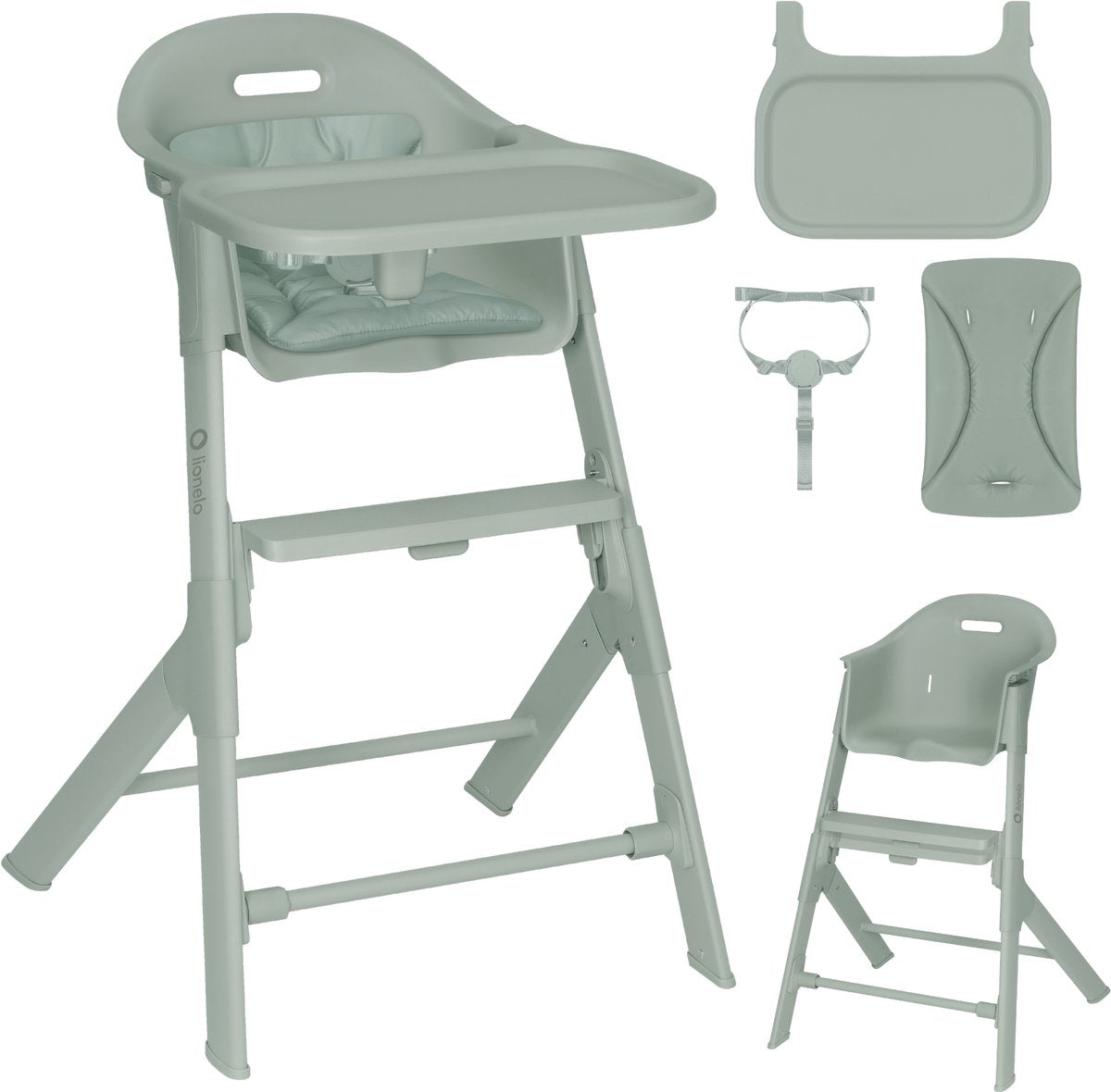 Lionelo beny – chaise haute 6-36 mois – ceinture 3 points – repose-pieds plateau réglable – insert lavable – compact léger