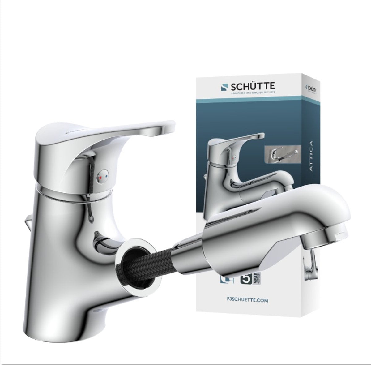 Mixer de lavabo de Schütte avec une traction de chrome de traction et de chrome