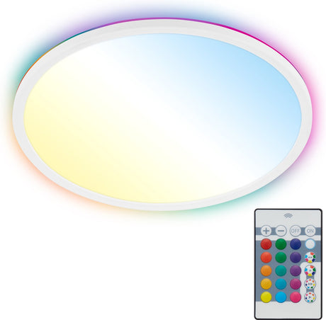 B.K.licht - Plafonnier LED - avec RGBIC - rétroéclairage - avec télécommande - CCT - dimmable - 42x3 cm - blanc