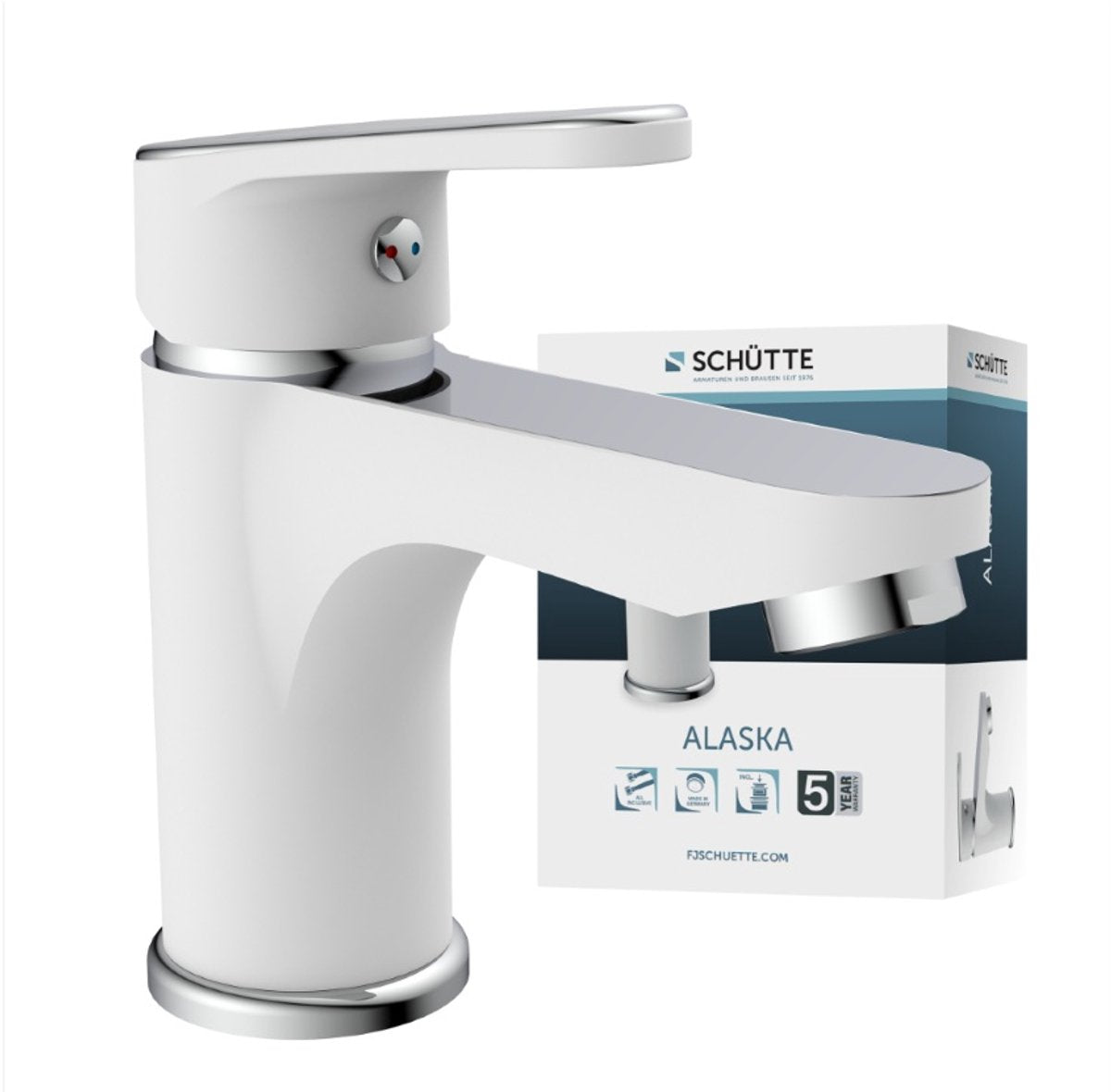 Robinet de lavabo Schütte Alaska - mitigeur - avec vidage - chrome blanc