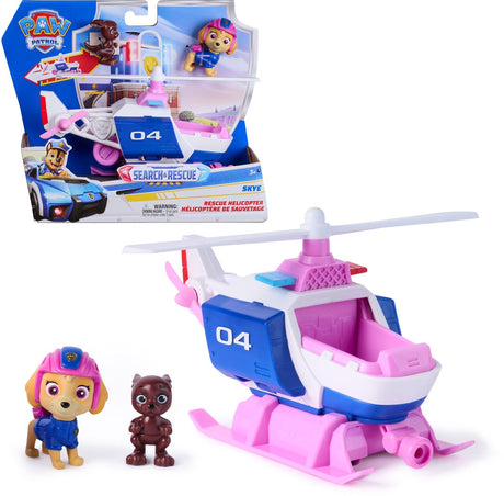 Paw Patrol - Recherche et Sauvetage - Hélicoptère Skye avec fonction de rétraction de 2 figurines - Véhicules jouets