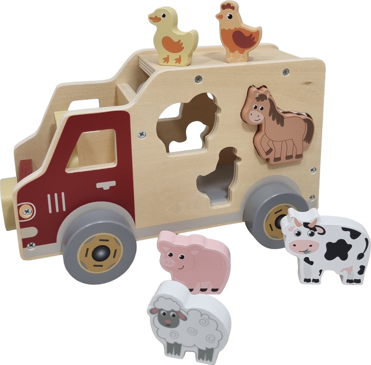 Animaux de ferme en forme de voiture en bois Playwood
