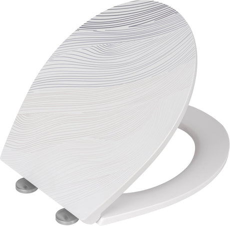 Abattant WC Wenko Menin avec impression structurée - duroplastique antibactérien - fermeture soft-close easy-close - fixation fix-clip en acier inoxydable - décor abattant WC avec structure - abattant WC avec impression