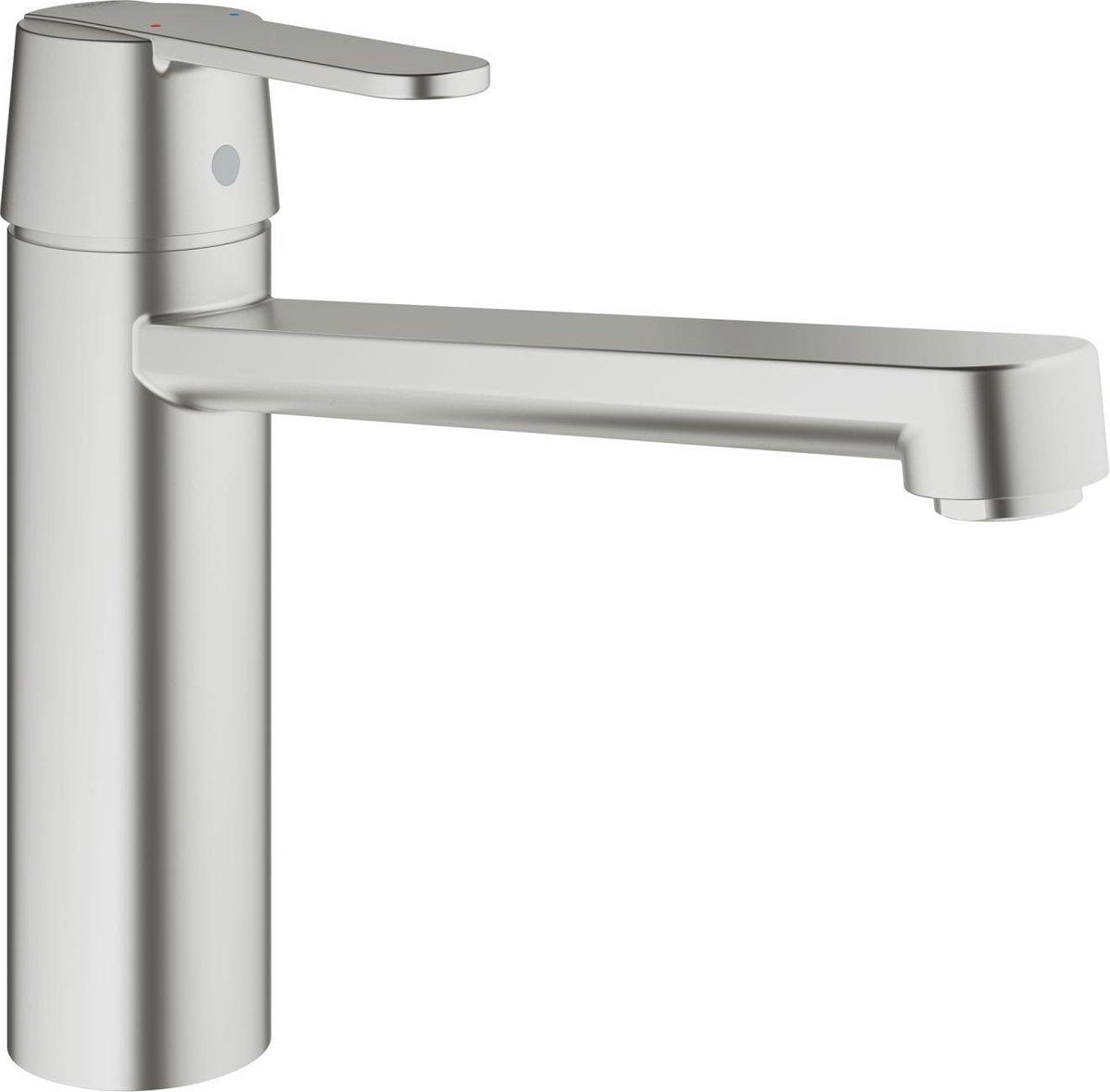 Robinet de cuisine Grohe get - bec moyen - aspect acier inoxydable