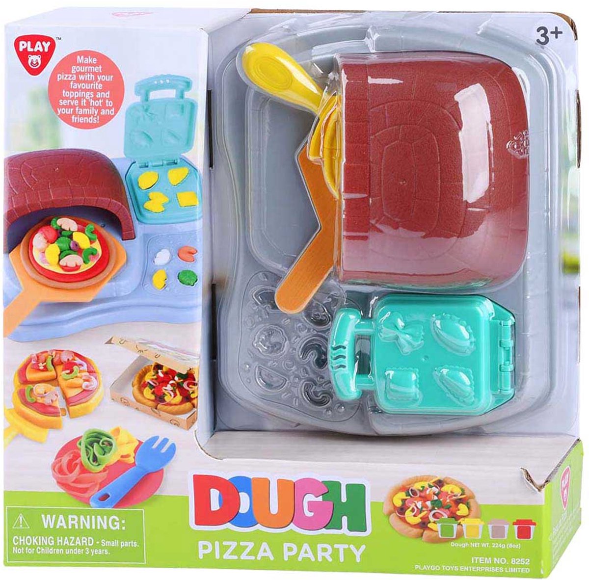 Playgo Clay Toy Pizza Party Set avec 4 pots en argile pour enfants.