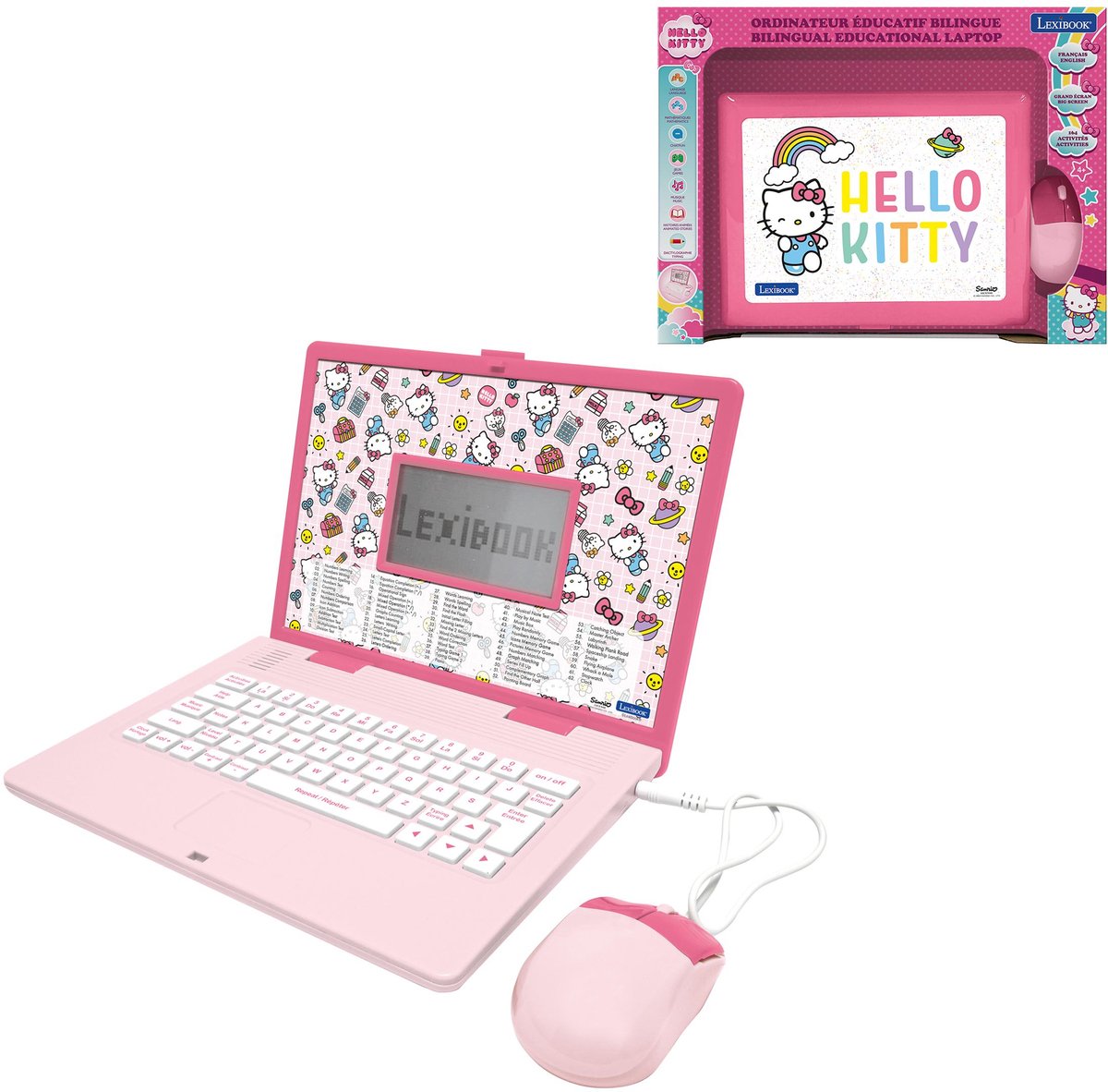 Lexibook hello kitty stitch ordinateur portable éducatif bilingue – 124 activités en anglais et français
