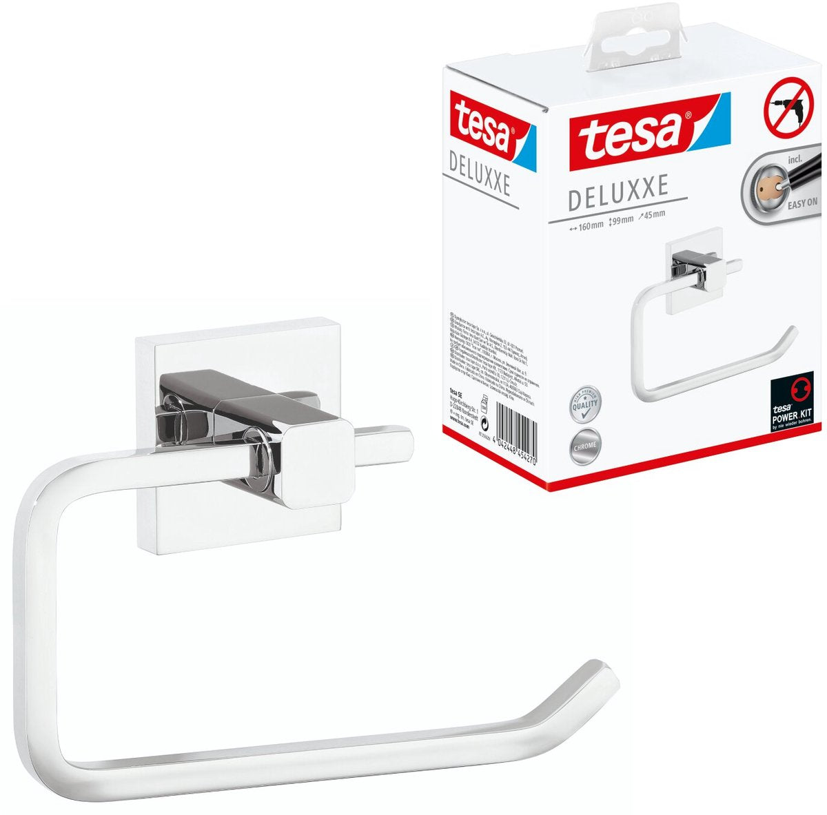 Porte-rouleau de papier toilette Tesa ® Deluxe, chromé, design moderne