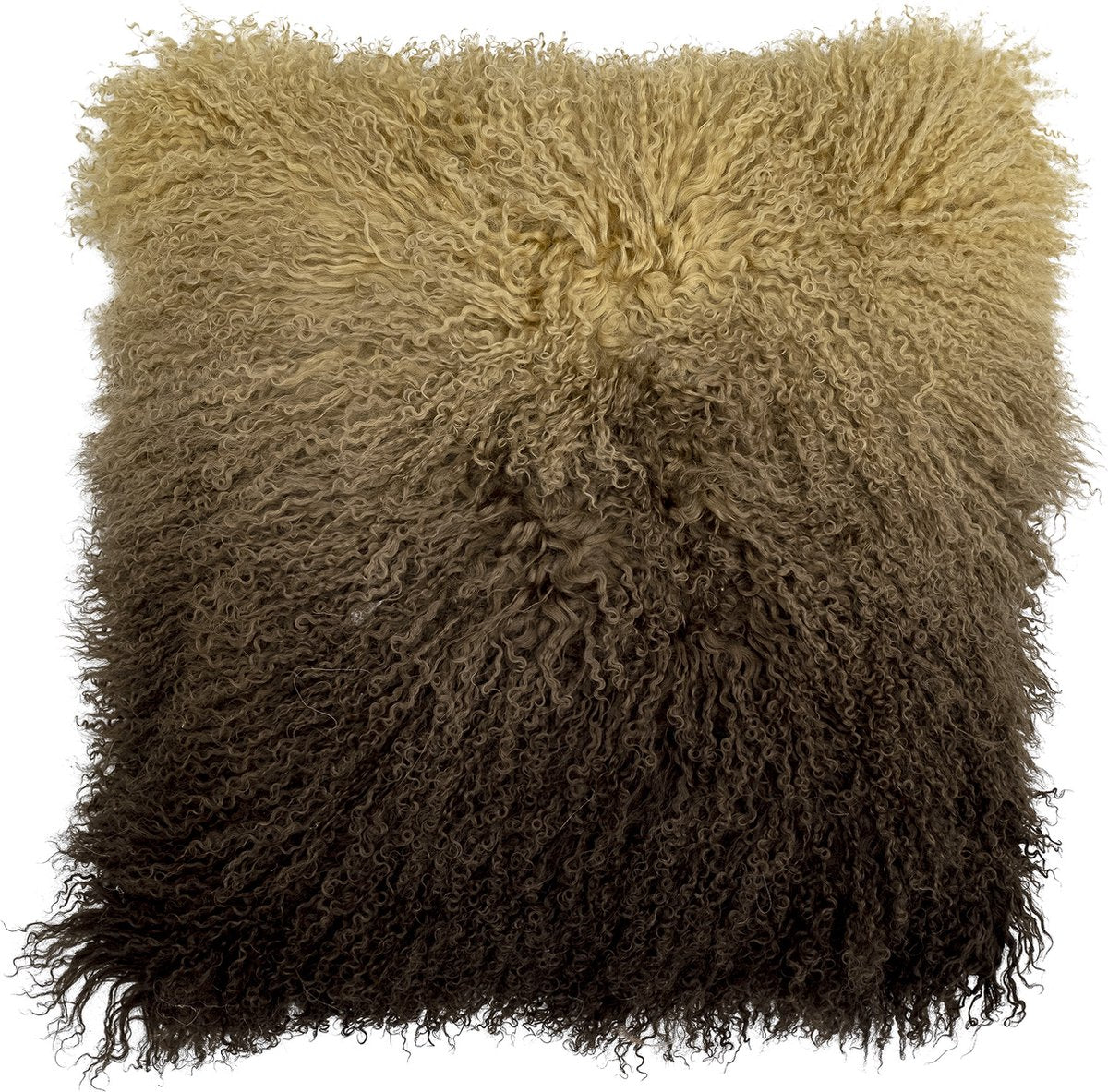 Coussin pensée Bloomingville, marron, cuir d'agneau tibétain