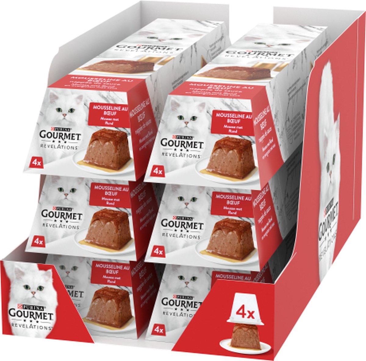 Mousse révélations gourmandes - nourriture humide pour chat - bœuf - 24 x 57 g