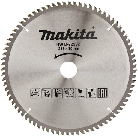 Accessoires Makita lame de scie circulaire aluminium | norme | 235x30x2.4 80t 5g - d-72992 - d-72992