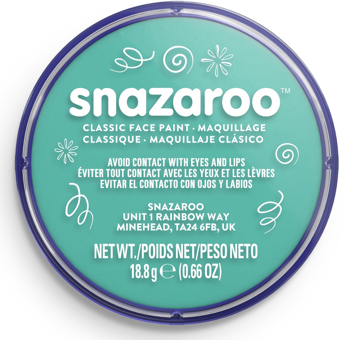Snazaroo 1118377 - bleu mer - peinture pour le visage aqua 18 ml peinture pour le visage pour enfants et adultes