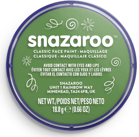 Snazaroo 1118477 - vert herbe - peinture pour le visage aqua 18 ml peinture pour le visage pour enfants et adultes