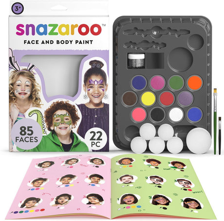 Snazaroo 1172197 set de maquillage pour enfants Ultimate Party Pack - 12 couleurs vives dont paillettes - set de maquillage pour enfants - set de maquillage avec accessoires, lavable à l'eau - pour fête, carnaval Halloween