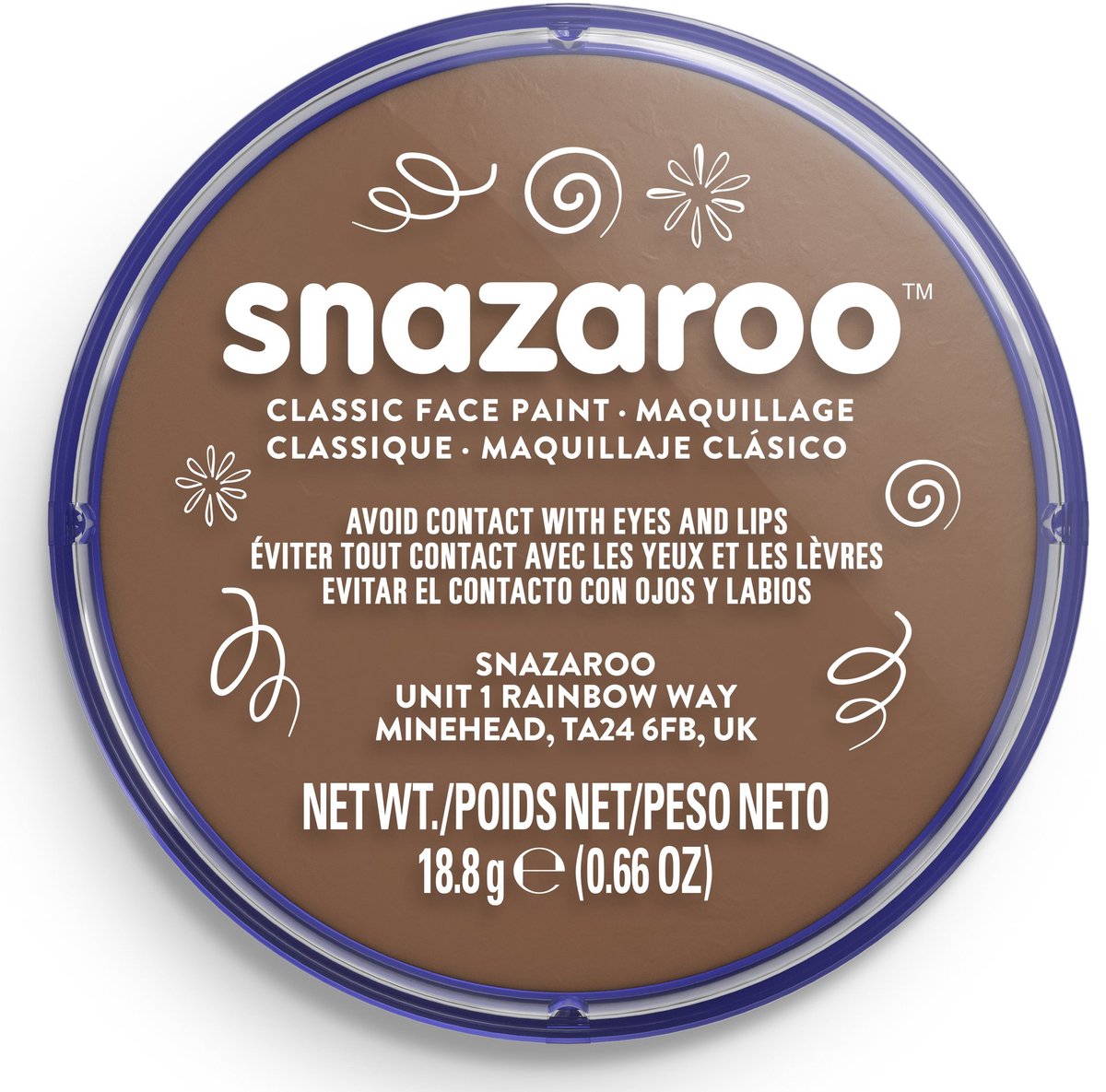 Snazaroo 1118911 - beige marron - 18 ml de peinture pour le visage aqua pour enfants et adultes