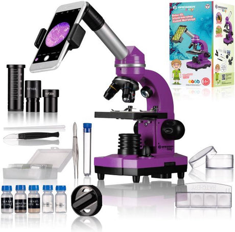 Microscope étudiant Bresser junior biolux sel - violet