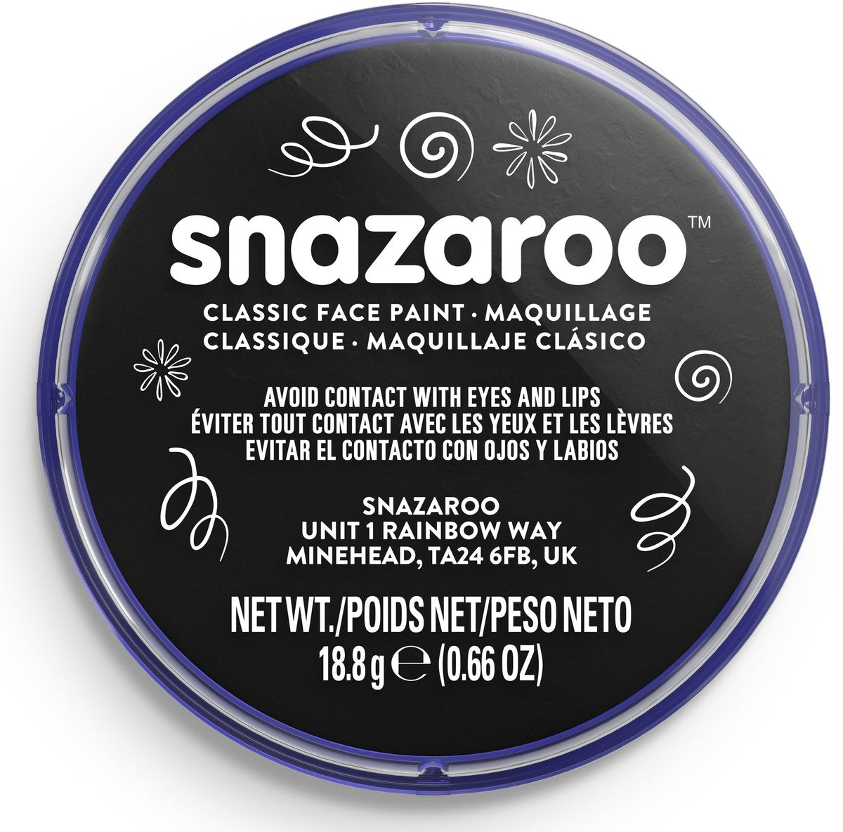 Snazaroo 1118111 - noir - 18 ml de peinture pour le visage aqua pour enfants et adultes