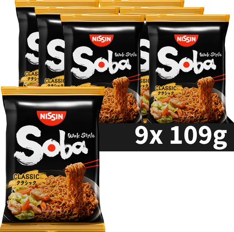 Nissin soba bag nouilles classiques - nouilles instantanées style wok - 9 pièces