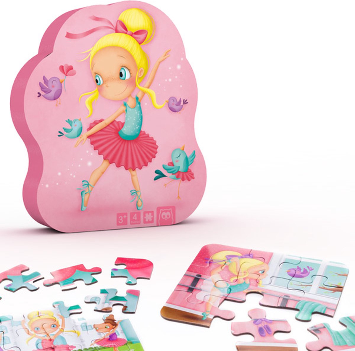 Eurekakids puzzle 4 en 1 ballerine - quatre puzzles pour enfants dans un emballage élégant - 6, 9, 12 et 16 pièces