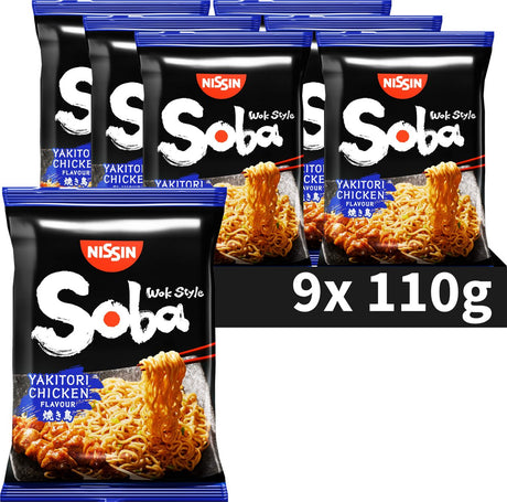 Nissin soba bag nouilles au poulet yakitori - nouilles instantanées style wok - 9 pièces