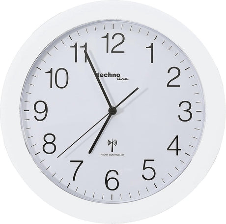 Technoline wt 8000 blanc - horloge murale - analogique - ronde - fenêtre en plastique - affichage de l'heure radiocommandé - blanc