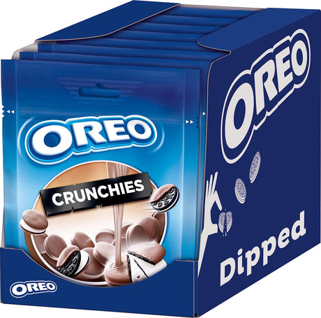Biscuits croquants Oreo chocolat cacao fourrés à la crème vanille enrobés au chocolat au lait - boîte 8 x 110g - sachets - biscuits à partager et à grignoter