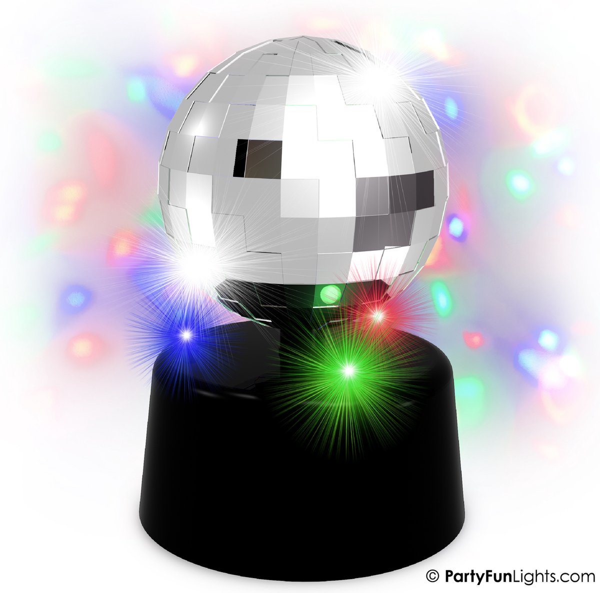Partyfunlights - lampe disco - lumière de fête multicolore - alimenté par batterie - alimenté par USB - rotatif - 3 LED