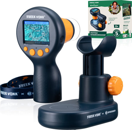 Microscope portatif Freek Spark x Bresser - écran numérique - grossissement jusqu'à 600x - incl. ensemble support et accessoires