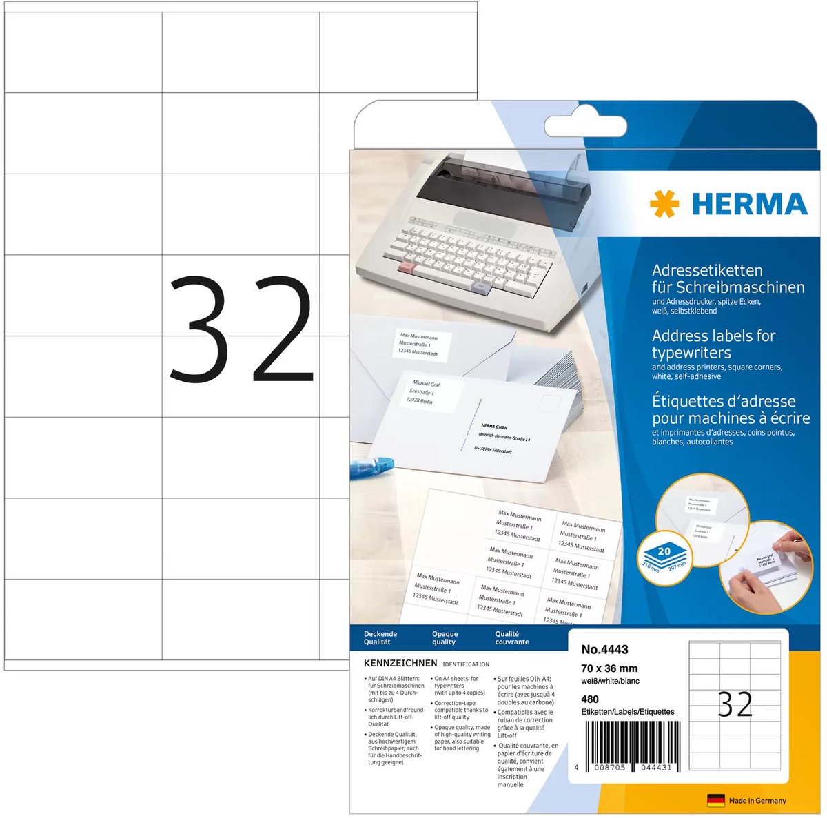 Étiquettes d'adresse Herma 4443