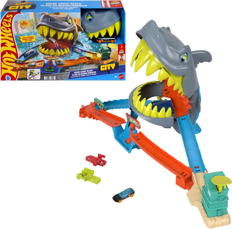 Ensemble de jeu Hot Wheels City Shark Beach et voiture jouet en métal