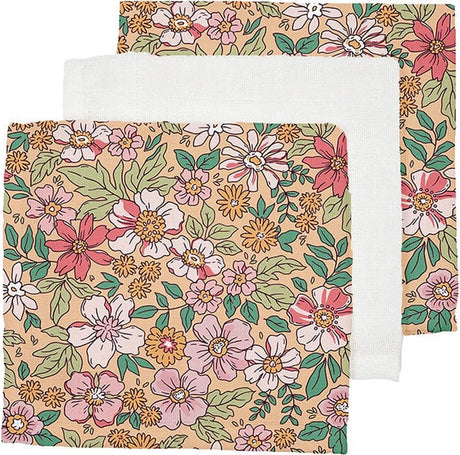 Fleur | chiffons hydrophiles multicolores 25 x 25 cm - 3 pièces