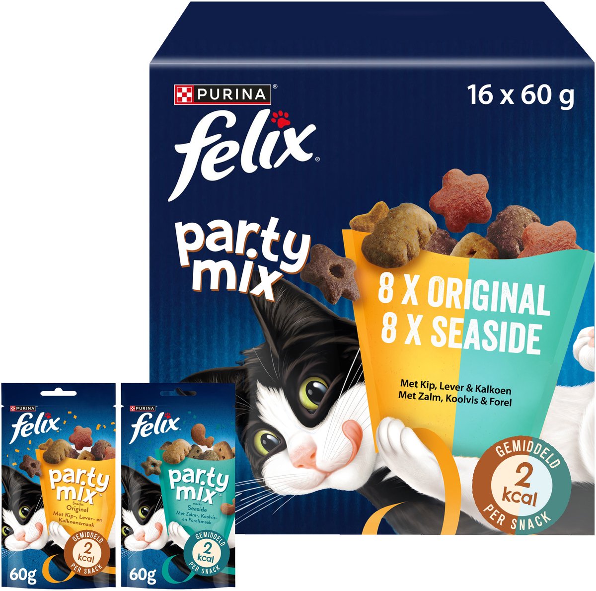 Felix party mix - snacks pour chats - friandises pour chats - bord de mer original - 16 x 60 g